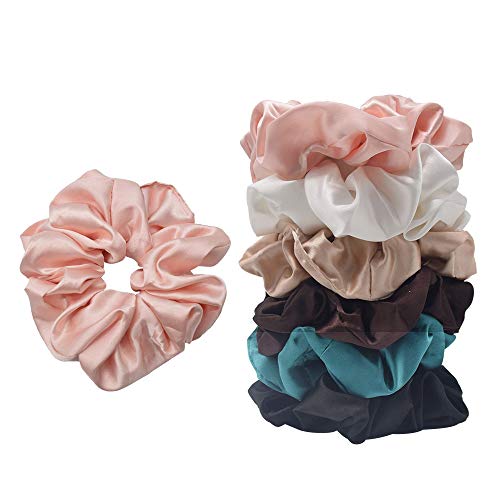 Women Oversized Hair Scrunchie Hair Bands - LYDZTION 6Pcs Satin Big Scrunchie Hair Ties Ropes Hair Ties Elastic Scrunchie Ponytail Holder for Women or Girls