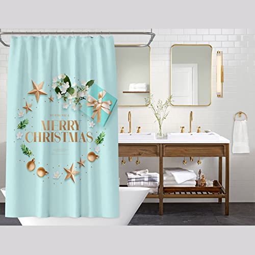 Rideau de douche Noël KnSam 180x200 bleu imperméable en polyester