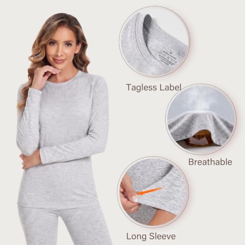 Image of YADIFEN Thermal Underwear for Women Set, Fleece Lined Base Layer