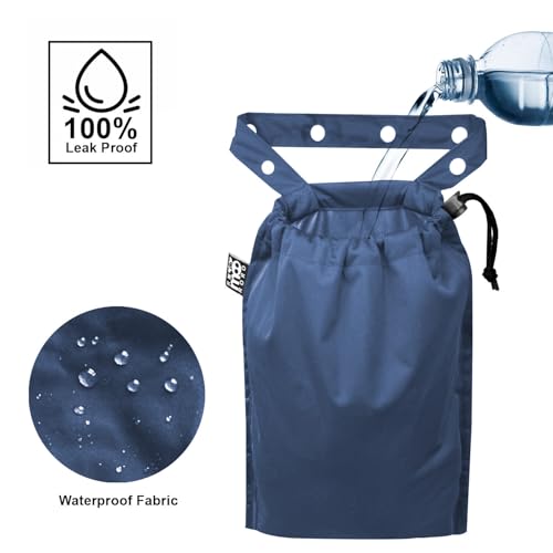 Image of 2 Pack Leakproof Car Trash Bags Detachable Waterproof Garbage Bags with Drawstring Hanging Organizer for Back Seat & Travel Grey & Navy