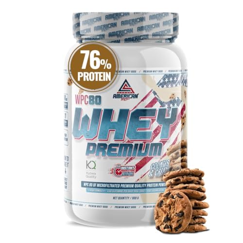 AS American Suplement | Premium Whey Protein | Proteína de Suero de Leche | Aumentar Masa Muscular | Alta Concentración de Proteína WPC80 | Kyowa Quality® (900 gr, Cookies)