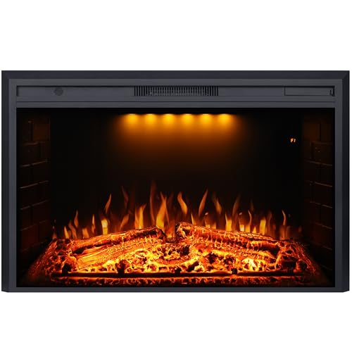 Valuxhome Electric Fireplace, 50 Inches Electric Fireplace Insert, Fireplace Heater with Overheating Protection, Fire Crackling Sound, Remote Control, 750/1500W, Black