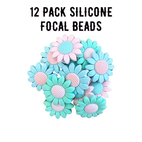 Cuentas focales de silicona de margarita pastel, kit Lashicorn para llaveros de Pascua, 12 uds 3