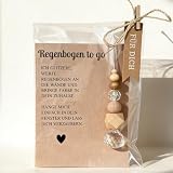 Sonnenfänger Kristall mit Geschenkkarte „Regenbogen to go“ - Geschenke für Frauen - Suncatcher Glas mit Perlen - Geschenk Freundin - Geburtstagsgeschenk Frau, Sonnenfänger, Frauen Geschenk