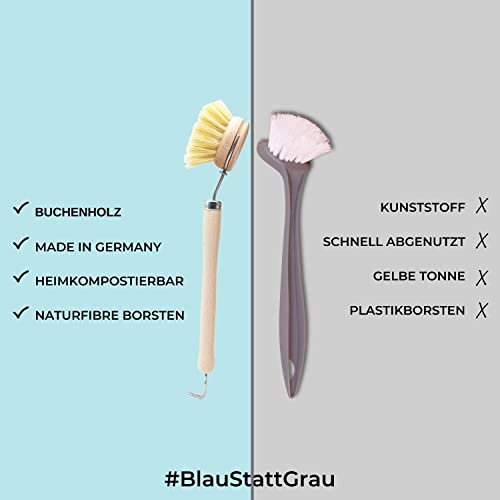 Foto von Chinchilla Spülbürste aus Buchenholz | nachhaltige Küchenbürste mit Naturfaserborsten | inkl. 3 Wechselköpfen | plastikfrei & langlebig, CC-1016-1, Braun, Spülbürste + 3 Wechselköpfe