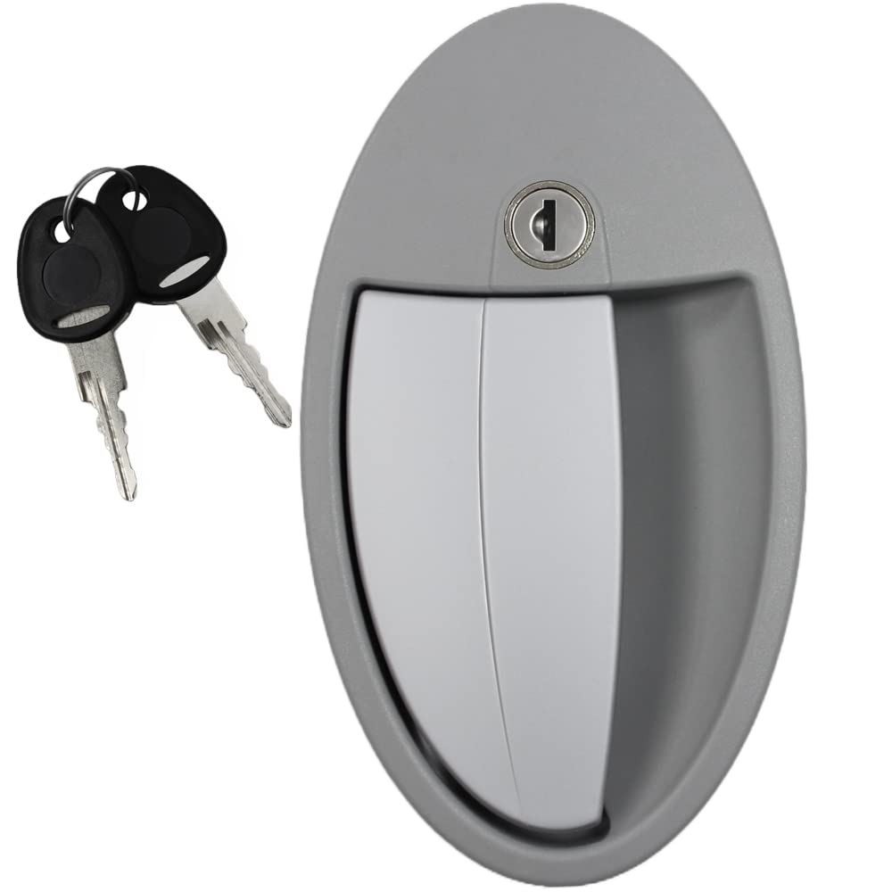 Cerradura de puerta exterior para caravana, caravana, caravana, sistema FF, color gris