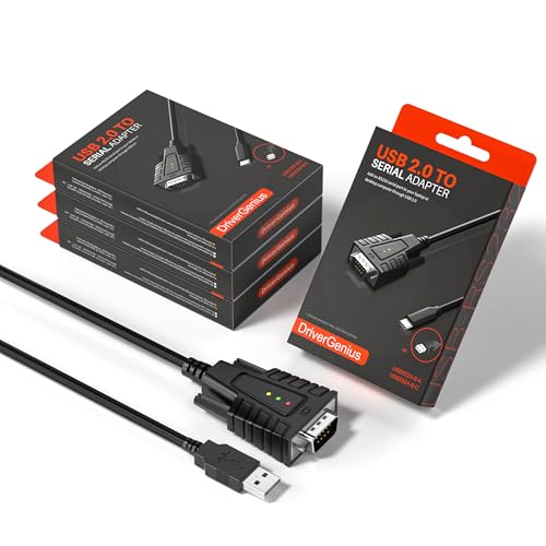 DriverGenius SerialEdgeX Serie | Convertidor USB a RS232 Serial (DB9) con 3 x Leds – Compatible con Windows 11 y macOS 15【USB232A B A, 4 Unidades/Paquete】