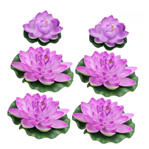 Happyyami 6 Piezas Simulación De Nenúfar Plantas Artificiales para Estanques Decoración De Estanques Flores De Flotante Artificial Uso Jardín