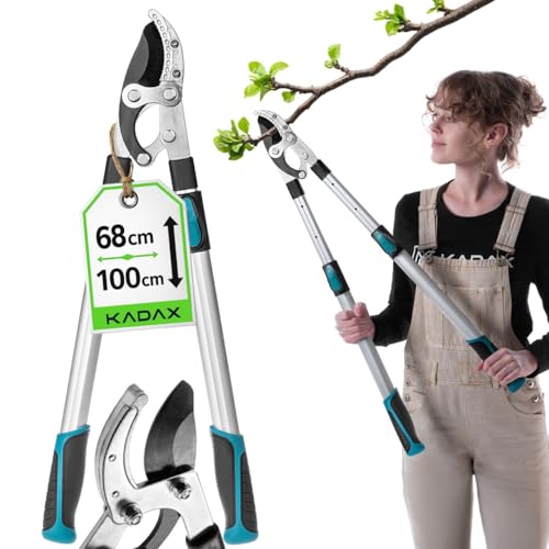 KADAX Amboss Astschere 68100 cm Teleskop Baumschere für dicke Äste bis 50 mm Gartenschere mit rutschfesten Griffen und scharfer Stahlklinge für präzisen Baumschnitt