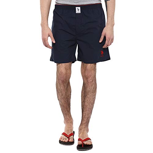 Image of U.S. POLO ASSN. Cotton Mens 2 Pocket Solid Boxers (Navy Medium)