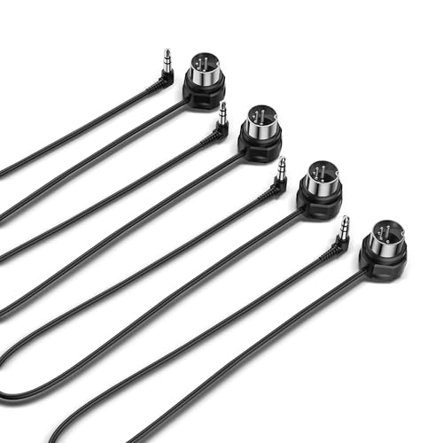 Image of CME TRS MIDI Cable 4-Pack - TRS Type A (3.5mm - 1 /8 inch) to 5-pin DIN, 1FT / 30CM, Low-Profile - Right Angle Ultra-Thin Plugs for Compact Spaces - Ideal for Synths & Pedalboards