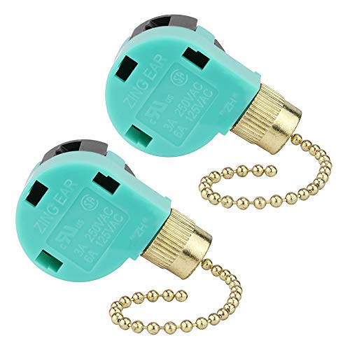 Image of Ceiling Fan 3 Speed Pull Chain Switch Control Replacement, 2PCS Brass