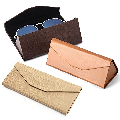 RJUN 3 Pack Foldable Glasses Cases Triangle Sunglasses Cases Portable Eyeglasses Holder for Women and Men