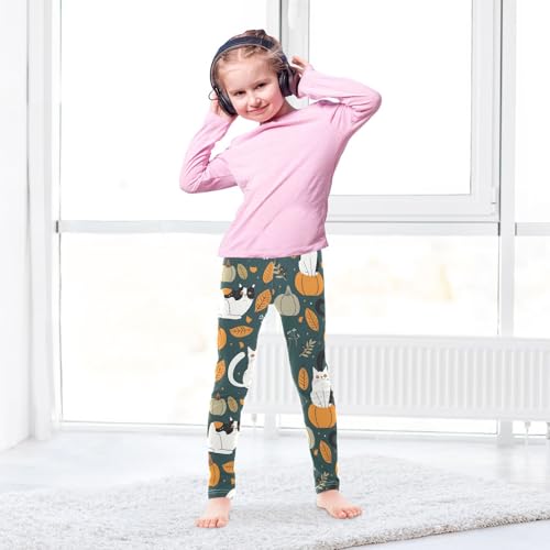 Cat Pumpkin Print Girls Leggings Soft Stretch Workout Yoga Dance Pants for Kids Casual Tights4