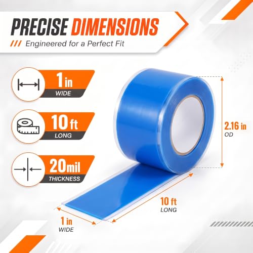 Image of Self Amalgamating Tape Self Fusing Silicone Rubber 1 In x 10 Ft 4 Rolls | Blue Silicone Tape, Waterproof, Heat Resistant,Non-Tacky, Emergency Repair of Leaking Hose Pipe And Electrical Sealing