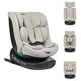 Kikka boo Kindersitz i-Round i-Size (40-150cm) Isofix, 360-Grad-Drehung, Gurt, Farbe:hellgrau