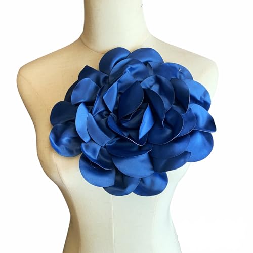 Image of Heyiwell Large Satin Fabric flower for Brooch Pin Wedding Party Dance Dress Suit Clothes Head Hair Accessories DIY Decor 9.45 inchInch