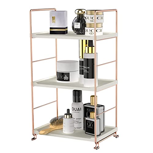 Kaileyouxiangongsi Plastic/Metal Freestanding Stackable Organizer Shelf ,Bathroom Countertop Storage Shelf Cosmetic Organizer Holder Kitchen Spice Rack ,3-Tier Standing Rack thumb #2