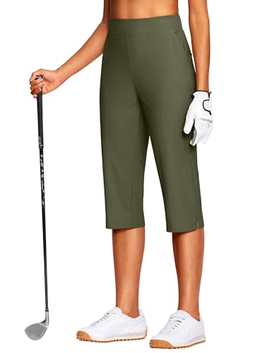ISEEGZ Capri Pants for Women 18" Army Green
