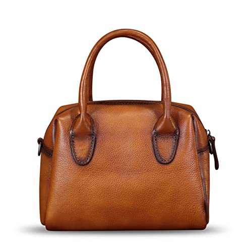 Image of Genuine Leather Handbag for Women Leather Top Handle Purse Retro Handmade Satchel Vintage Crossbody Hobo Bag