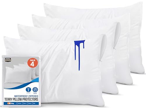 Utopia Bedding Waterproof Pillow Protectors Zipper King
