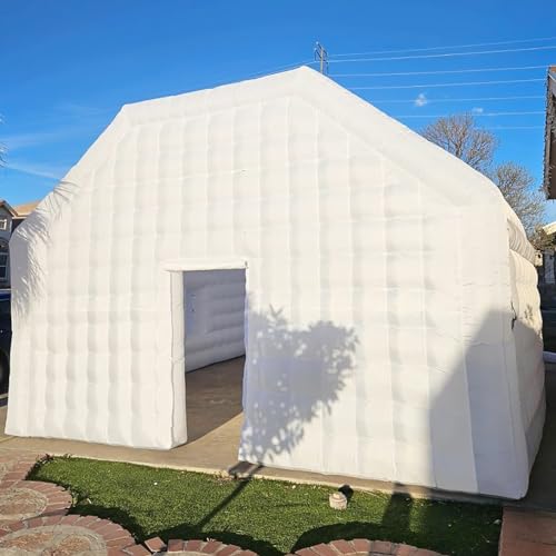 Large White Inflatable Night Club 30x20x13Ft Disco Cube Gazebo Event House with Logo Area Portable Inflatable Party Tent for Birthday, School Events, Backyard Party, Rental Business