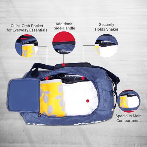 Image of URBAN TRIBE Plank 23L Gym Bag for Men and Women | Sports Duffle Bag with Shoe Compartment | Workout, Fitness, Exercise | Indigo