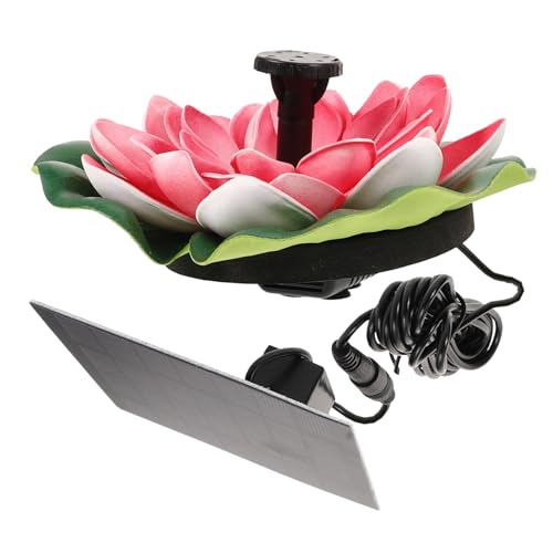 LOORGVEL Fontaine Solaire Flottante en Forme De Lotus 6.50 X 5.91 X 1.57 Pouces Décor De Jardin Et Bassin D'Agrément avec Pompe Automatique sans Batterie Et...