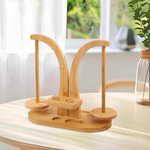 Soporte magnético giratorio de madera con doble husillo para tejer y ganchillo sin enredos 4