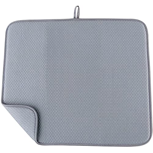 Primeway® Polyester Large 45x40cm Microfibre 4X Water Absorbent Kitchen Platform Multi-Utility Dish Drying Sink Mat | 7mm Thickness | 130 Grams | Grey