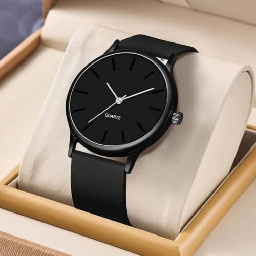 Image of Minimalist Dial with Softest Silicone Strap Analog Wrist Watch for Men & Boys (Black)