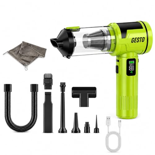 Image of Gesto Car Vaccum Cleaner, 4-in-1 Cordless Handheld Vacuum Cleaner & Air Blower, 18000Pa Portable Mini Vacuum Cleaner for Car, Sofa & Home, 100W Brushless Motor, 6000mAh Battery - 1 Year Warranty