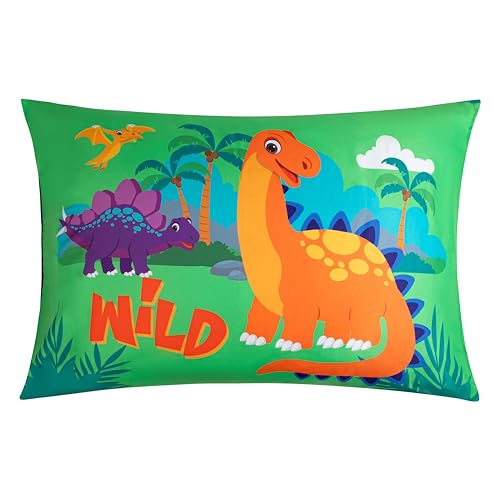 Image of Todays Kids 2-Piece Dinosaurs Toddler Bed Sheets Set - Soft & Breathable Toddler Bedding Set, Machine Wash & Fade Resistant - Secure Fitted Sheet & Matching Pillowcase - Fits 28 inch x 52 inch Crib Mattress