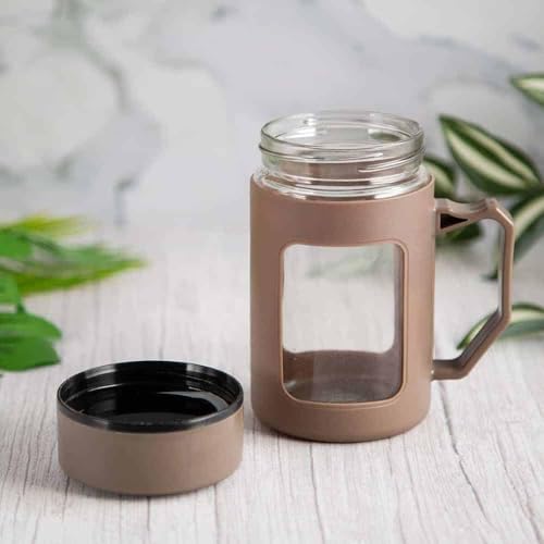 Image of 400 ML Double-Wall Borosilicate Glass Mug with Handle - Heat-Proof Clear Tea & Coffee Cup, Stylish Portable Drinkware for Home, Office & Travel