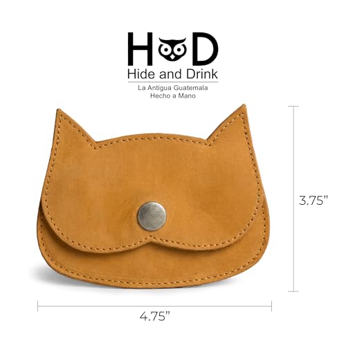 Image of Hide & Drink, Cat Shape Wallet Handmade from Full Grain Leather (Old Tobacco)