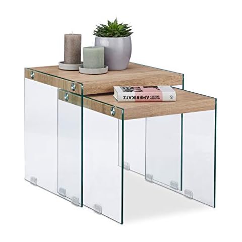 Relaxdays Tables Gigognes en Verre Cover