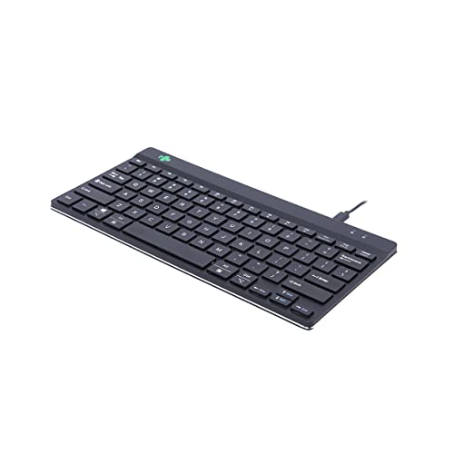 R-Go Tools Clavier Compact Break, avec Logiciel de Pause Anti-RSI, Ultra-Mince, 2xUSB-C pour Clavier numérique Externe, QWERTY (US), Filaire, pour Windows, Mac, Linux, Noir
