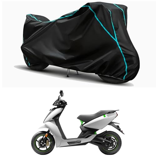 Image of Waterproof Bike Body Cover Compatible for | Ather 450 Plus Gen 3 | Taffeta Fabric, Sky Piping Design, Bottom Elastic Fit | Dustproof, Sun UV & Rain Protection for All Weather.