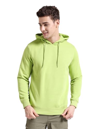 Image of The Indian Garage Co Green Regular Fit Solid Pullover Hooded Sweatshirt
