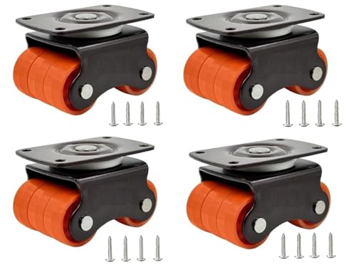 Image of MHS Heavy Duty Revolving Caster Wheels - 360 Rotating Sixer Castor Wheels with Roller | 4pcs with Screws in 1 Set | for Trolley, Furniture, Table, Bed | Made in India (400 KG Load Capacity, 1, Set)