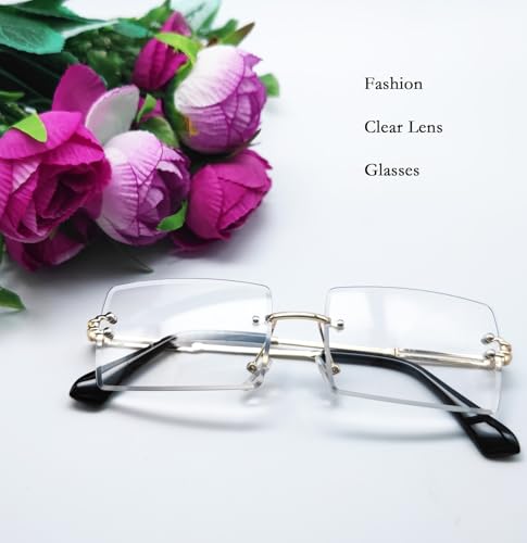 Image of Rectangle Sunglasses for Women Men Fashion Retro Rimless Frameless Tinted Lens Sun Glasses Shades 2026 Stylish