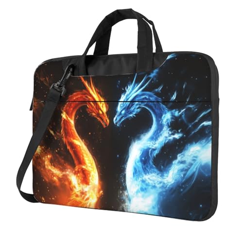 Housse PC 15,6 pouces avec motif deux dragons orange et bleu et protection rembourrée