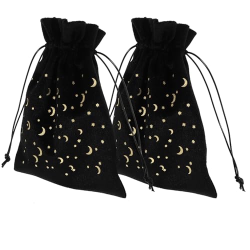 Homoyoyo Bolsa de Terciopelo Negra para Joyería y Cartas del Tarot, 2 Piezas Cordón Ajustable, Pequeña y Portátil para Almacenamiento Seguro de Artículos Pequeños y Obsequio