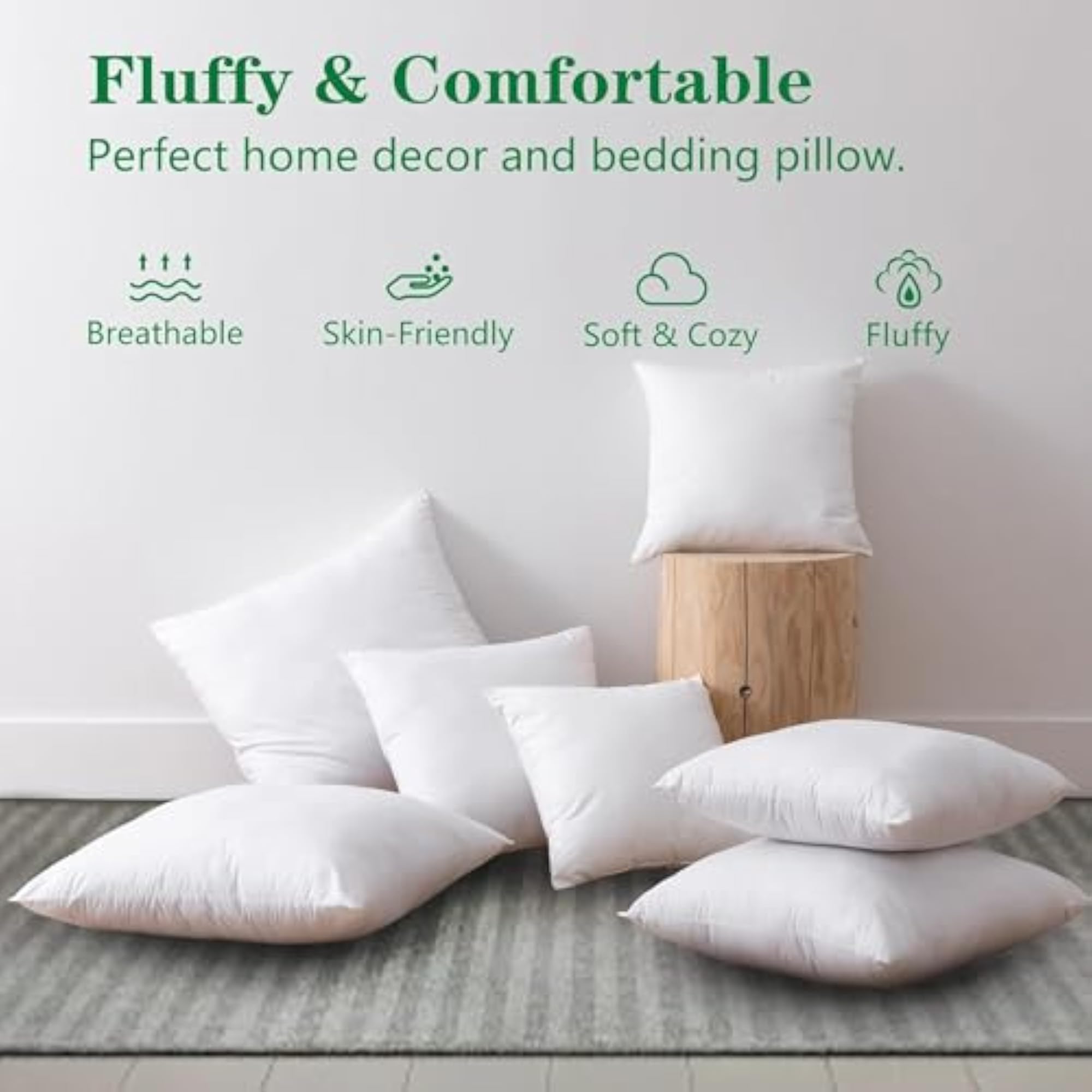 Microfiber Pillow Filler, Set of 2 Cushion Inserts