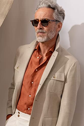 HZUOU Vintage Linen Men Safari Jackets Causal Leisure Sports Fit Hunting Jackets Wedding Summer 2 Pieces Groom Wear HZH162