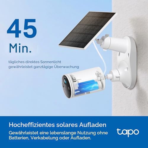 Tapo A201 Solarpanel, Kompatibel mit allen Tapo-Batteriekameras, 4m Ladekabel, Flexibel einstellbarer Winkel, IP65, Max 2,5 W, Typ-C-Anschluss