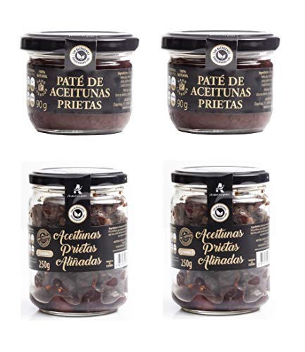 Aceitunas Prietas negras deshidratadas Katamala española 100% + Pate de Aceitunas Prietas Tapenade Olivada (PACK 4)
