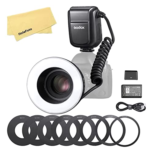 Godox Mf-R76 Led Micro Ring Flash With 2600Mah Li-Ion Battery And Lcd Display Adapter Rings For Canon Sony Nikon Fuji Olympus Panasonic Pentax Camera Flash Speedlight Speedlite Light #TOP30