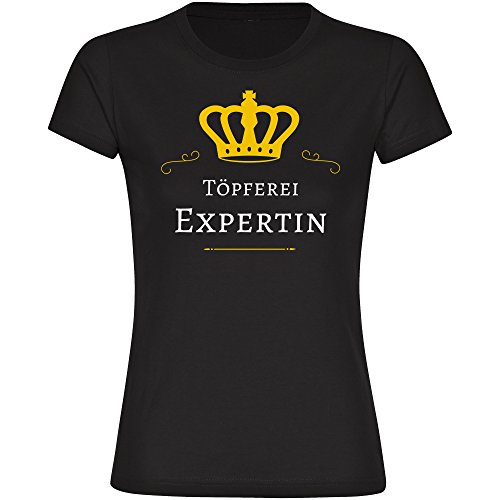 Ronda de expertos de la cerámica de cuello de manga corta T-camiseta negro damas Gr, s hasta 2XL Negro negro Talla:xx-large