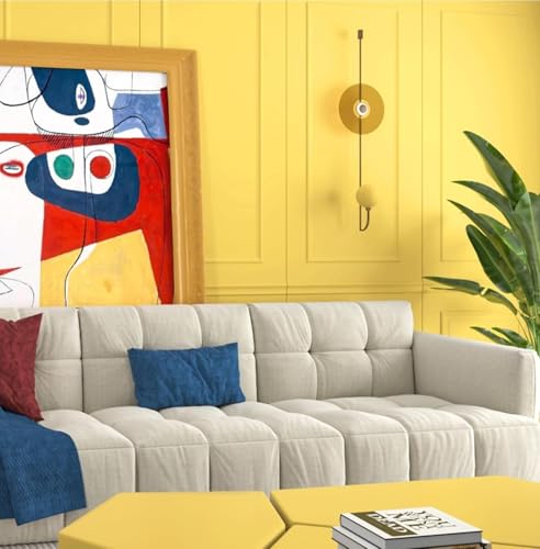 Image of ONETON Yellow Matte Self Adhesive Wallpaper Peel and Stick Wallpaper for Living Room Bedroom Table (YELO MATT WP, 12X50 inch)